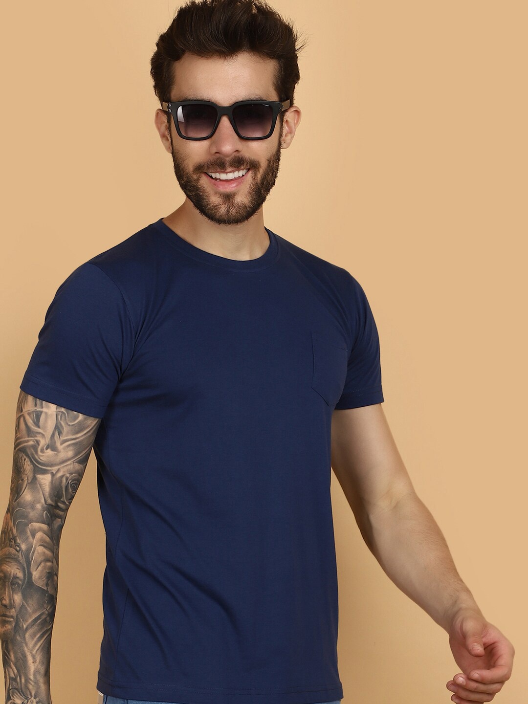 

V-Mart Round Neck Short Sleeves Slim Fit T-shirt, Blue