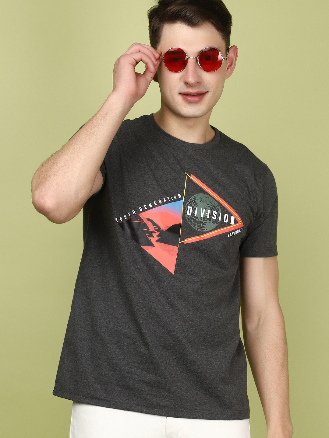 

V-Mart Typography Printed Cotton T-Shirt, Charcoal