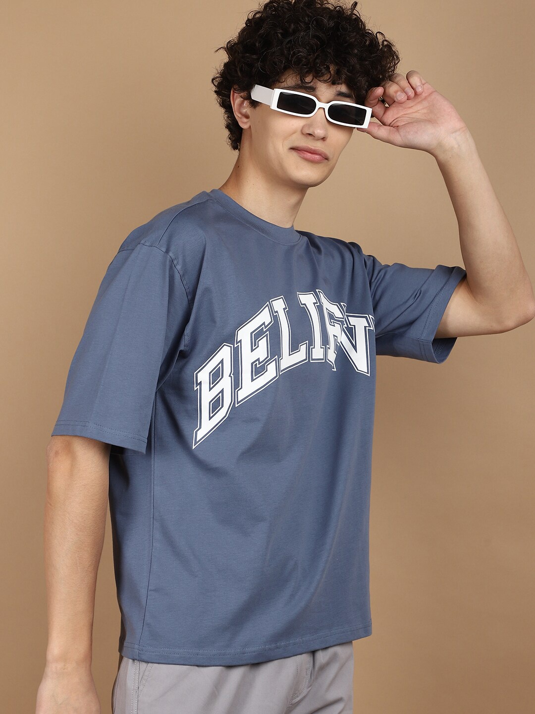 

V-Mart Typography Printed Round Neck Cotton T-shirt, Blue