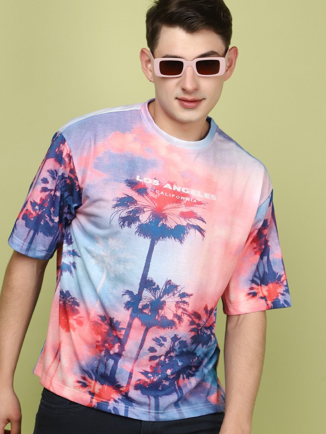 

V-Mart Floral Printed Round Neck T-shirt, Pink