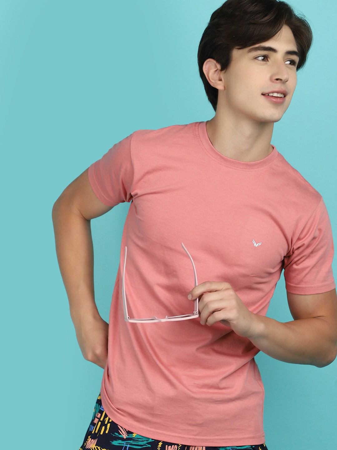 

V-Mart Round Neck Short Sleeves Cotton Casual T-Shirt, Pink