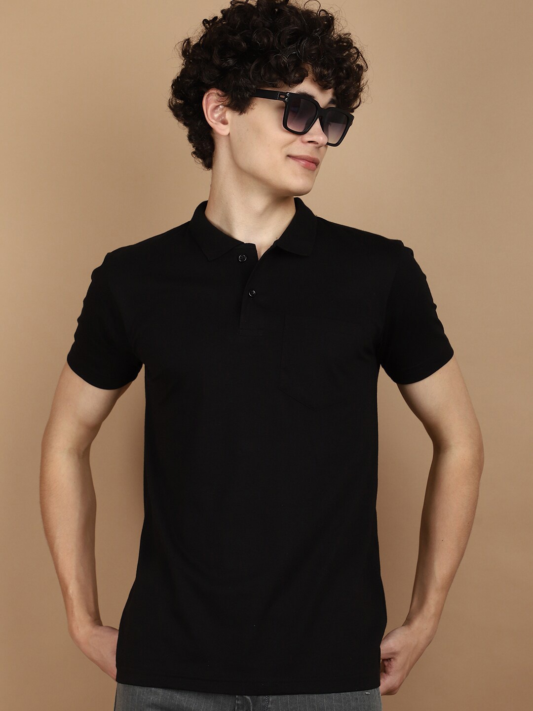 

V-Mart Polo Collar Short Sleeves Slim Fit T-shirt, Black