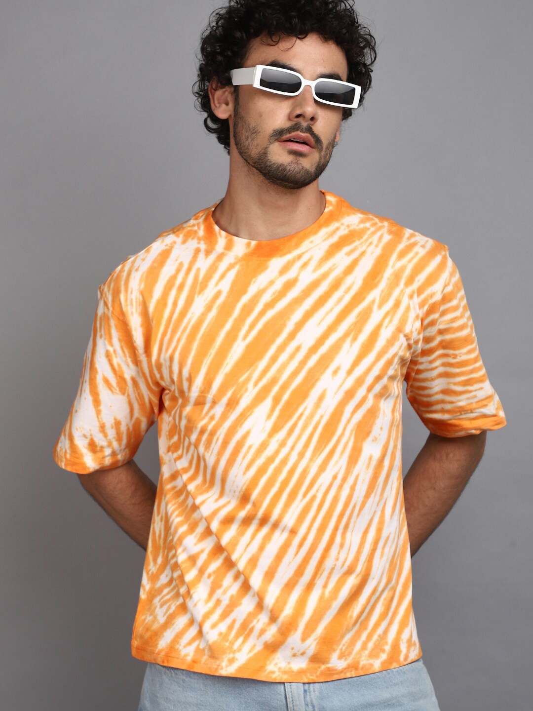

V-Mart Printed Round Neck Short Sleeves Cotton T-shirt, Orange