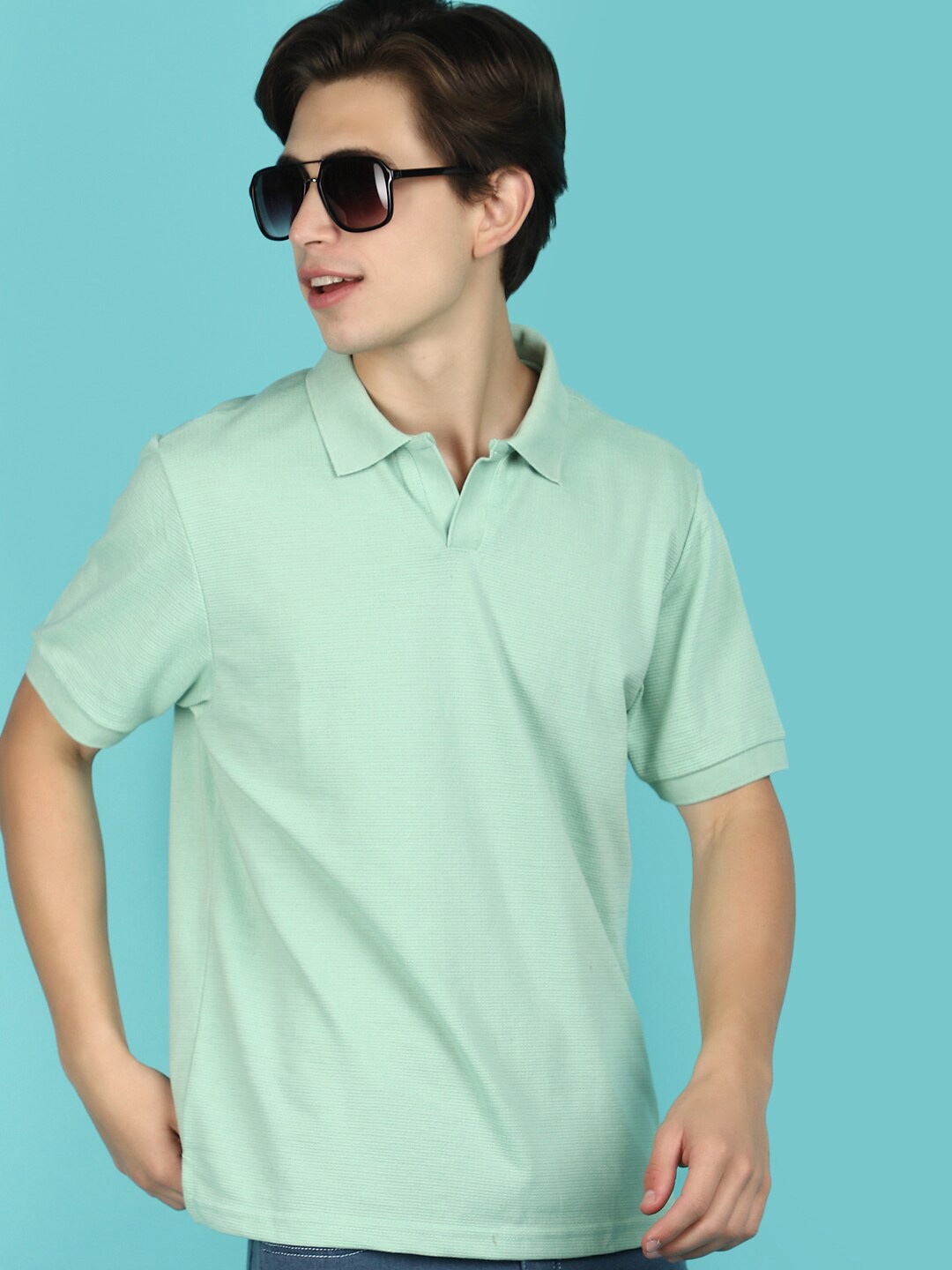 

V-Mart Polo Collar Short Sleeves Cotton T-shirt, Green