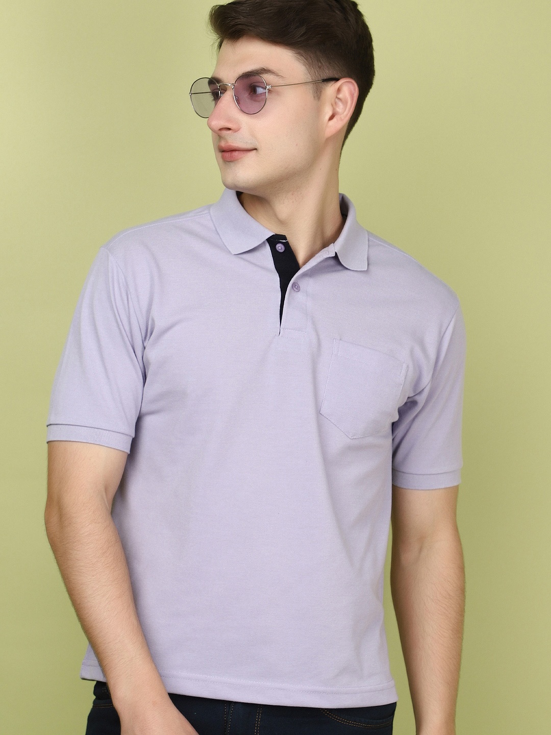 

V-Mart Polo Collar Pockets T-shirt, Purple