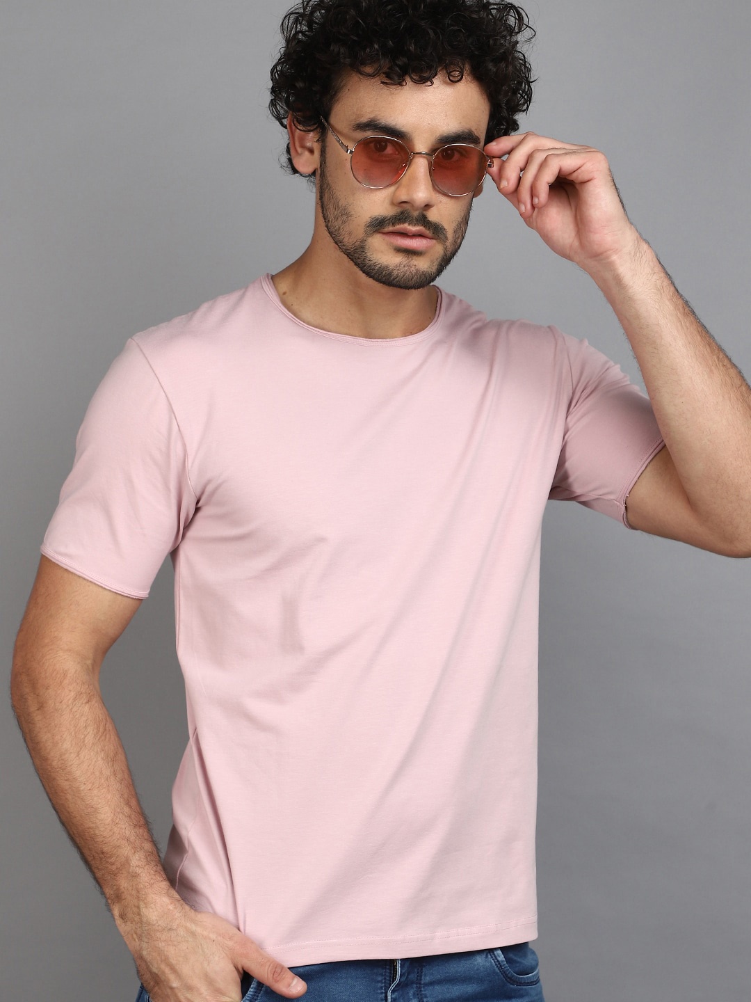 

V-Mart Round Neck Short Sleeves Slim Fit Cotton T-shirt, Pink