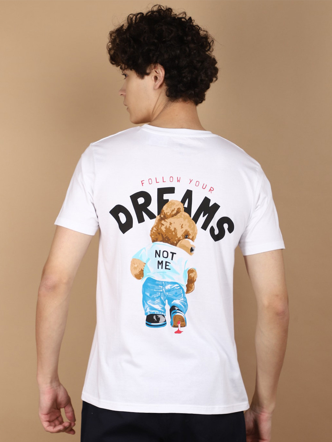 

V-Mart Typography Printed Round Neck Slim Fit T-shirt, White