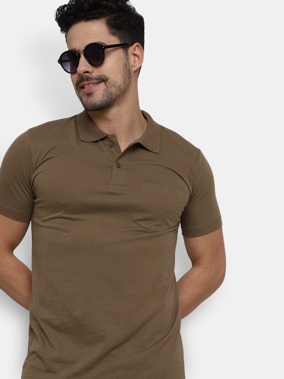 

V-Mart Polo Collar Short Sleeves Slim Fit T-shirt, Brown