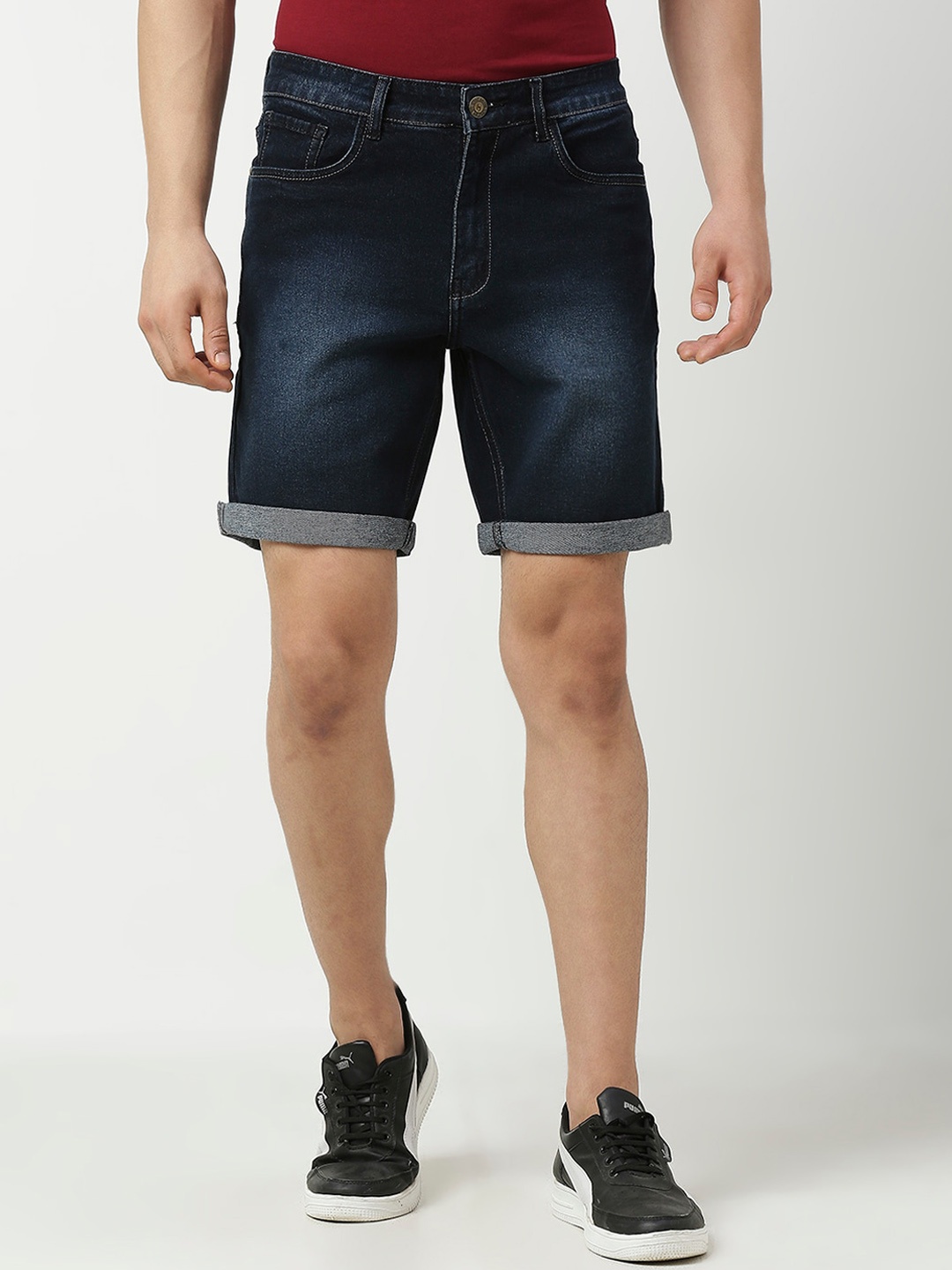 

HJ HASASI Men Washed Denim Cotton Stretchable Shorts, Blue