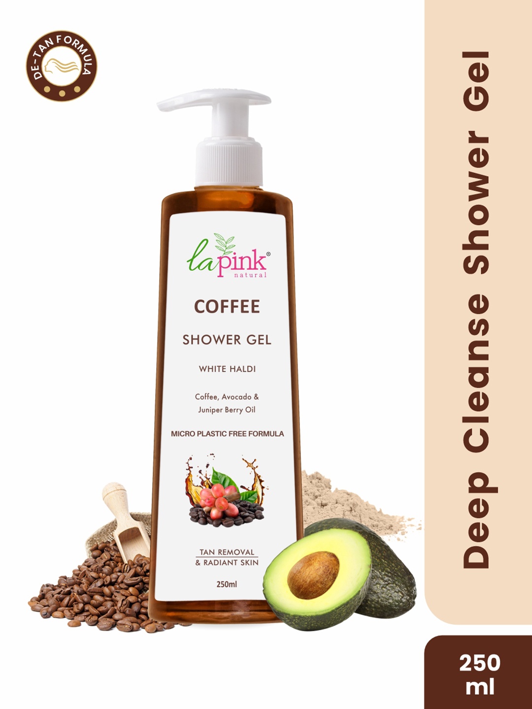 

La Pink Coffee Sulphate Free Shower Gel for Dead Skin & Tan Removal - 250 ml, White