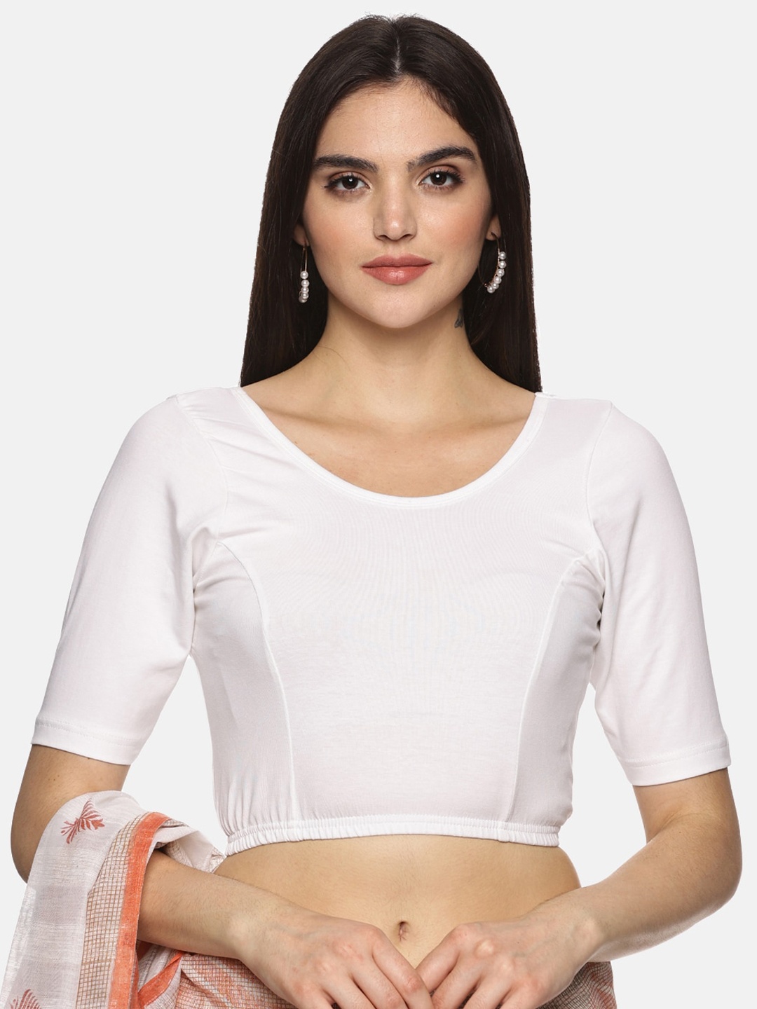 

NOT YET by us Stretchable Saree Blouse, White