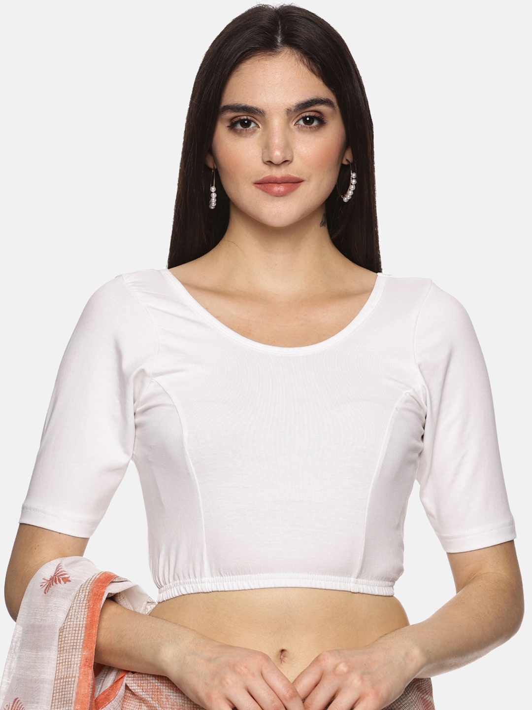 

NOT YET by us Stretchable Readymade Saree Blouse, White