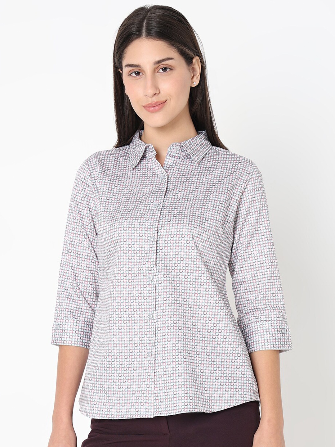 

NOT SO PINK Smart Floral Printed Cotton Casual Shirt, Grey