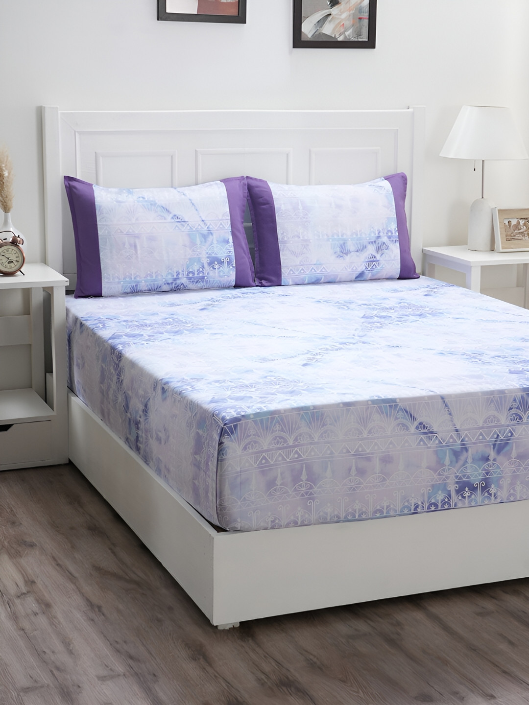 

MASPAR Blue Printed 200 TC Cotton Double Bedsheet With 2 Pillow Covers