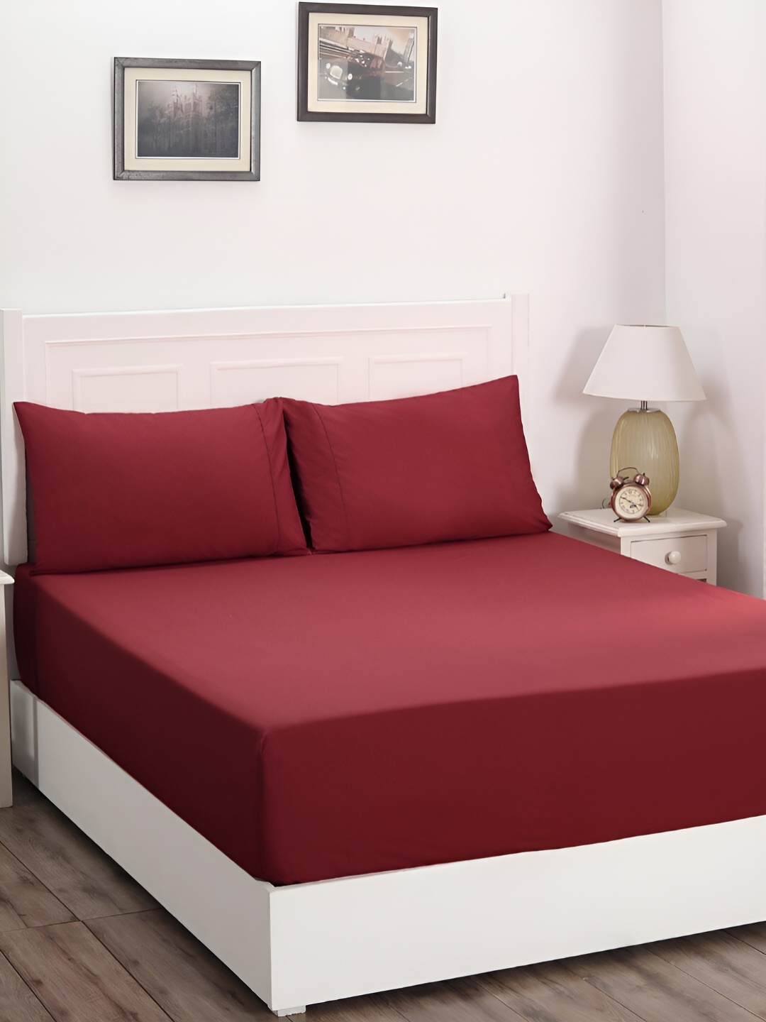 

MASPAR Red 210TC Cotton King Bedsheet With Pillow Cover