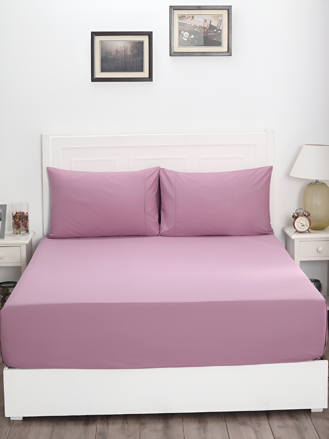 

MASPAR Slumber Purple 210 TC Cotton Double King Bedsheet & 2 Pillow Cover