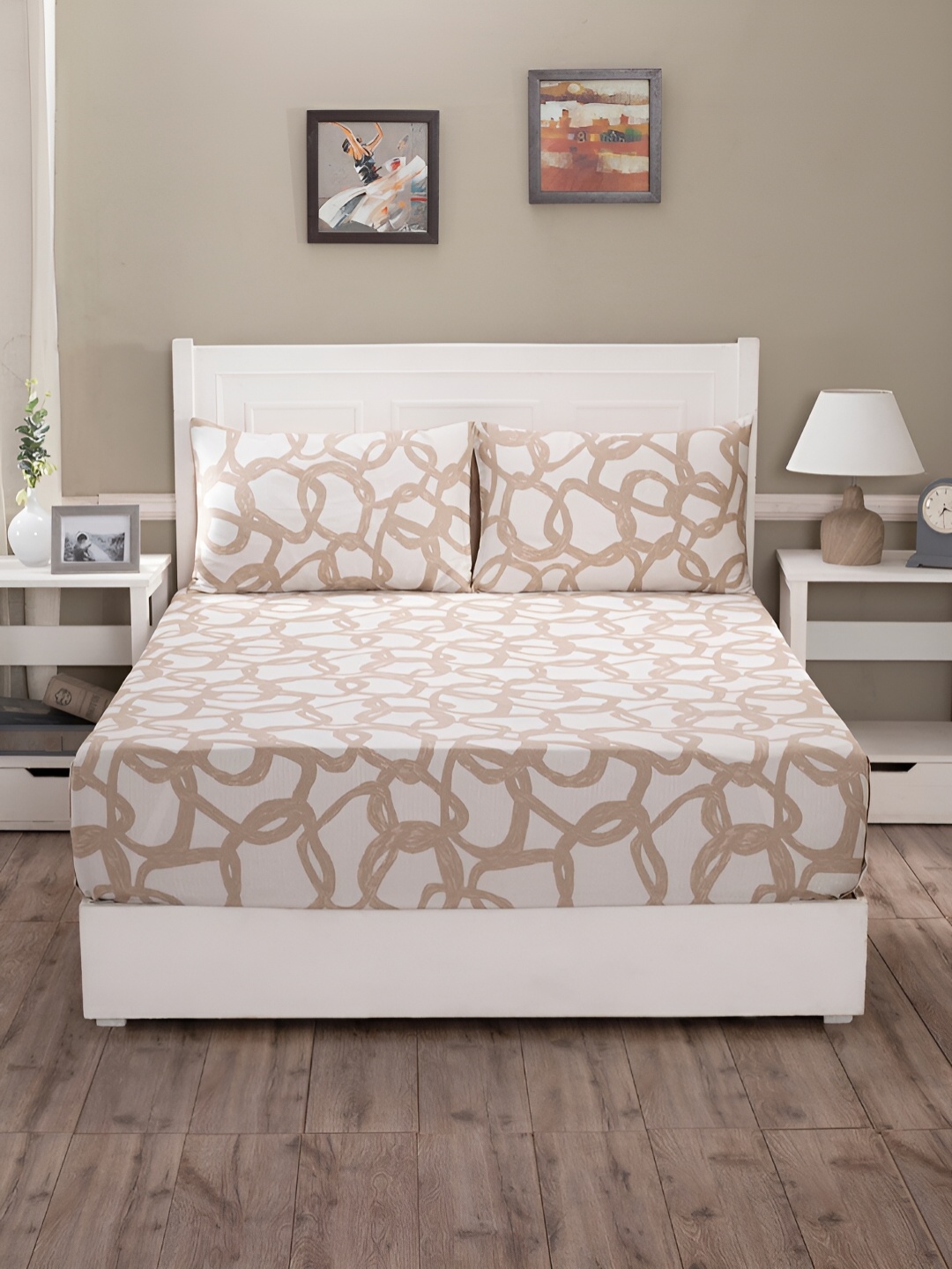

MASPAR Royal Botanic White Printed 200 TC Cotton Double King Bedsheet & 2 Pillow Covers