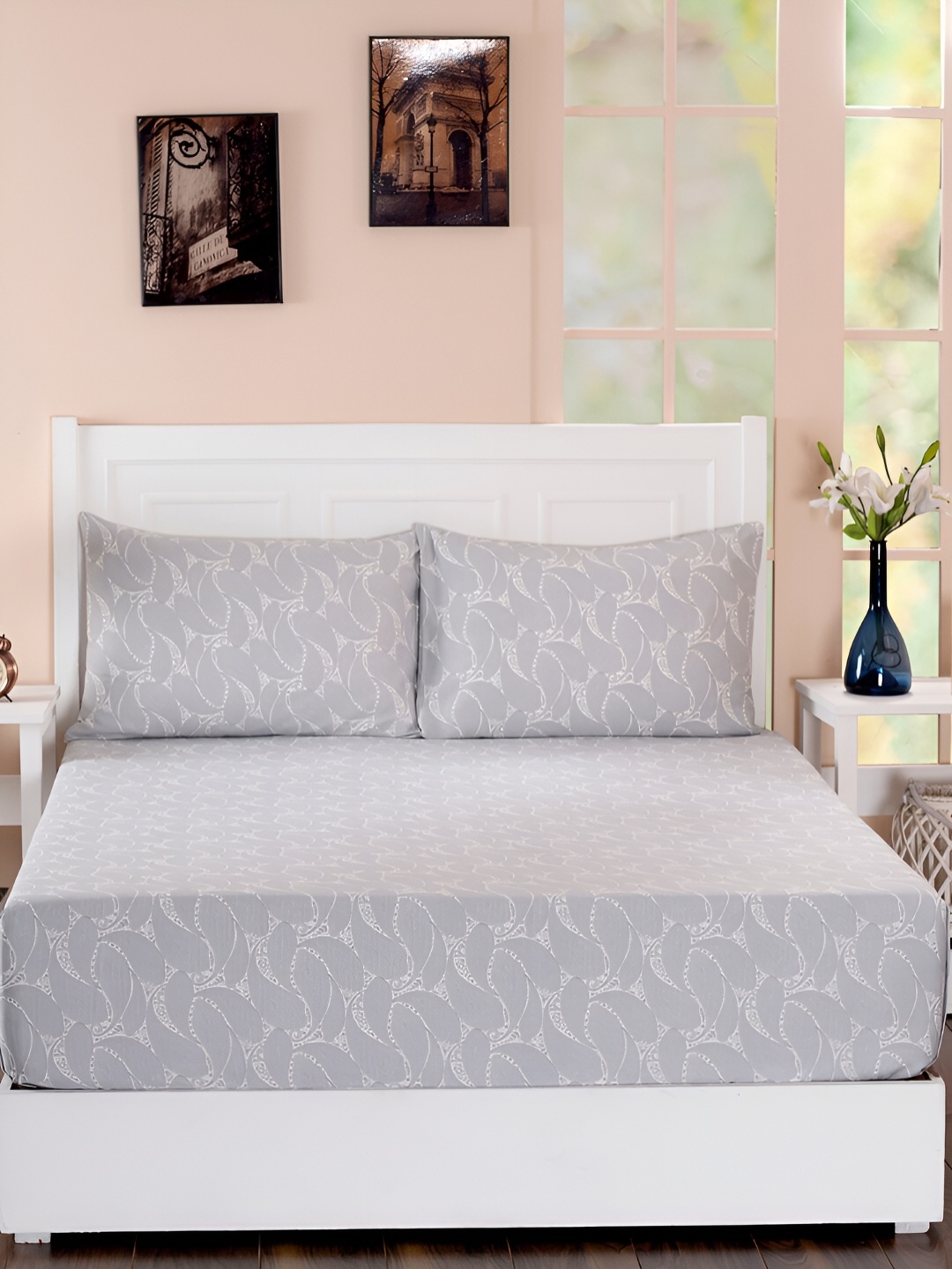 

MASPAR Folklore Transition Blue Printed 300TC Cotton Single Bedsheet & Pillow Cover