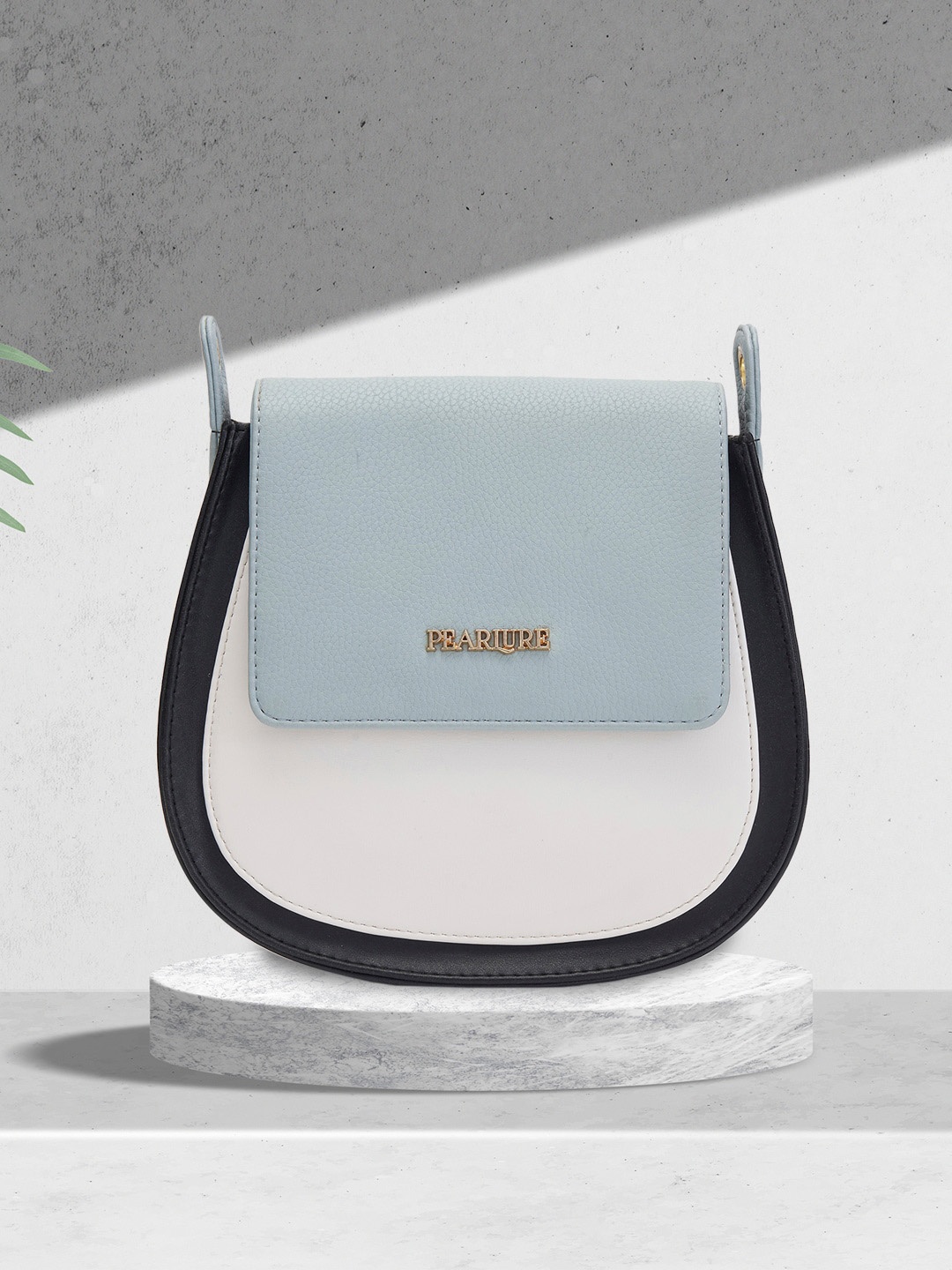 

Pearlure Colourblocked Half Moon Sling Bag, Blue