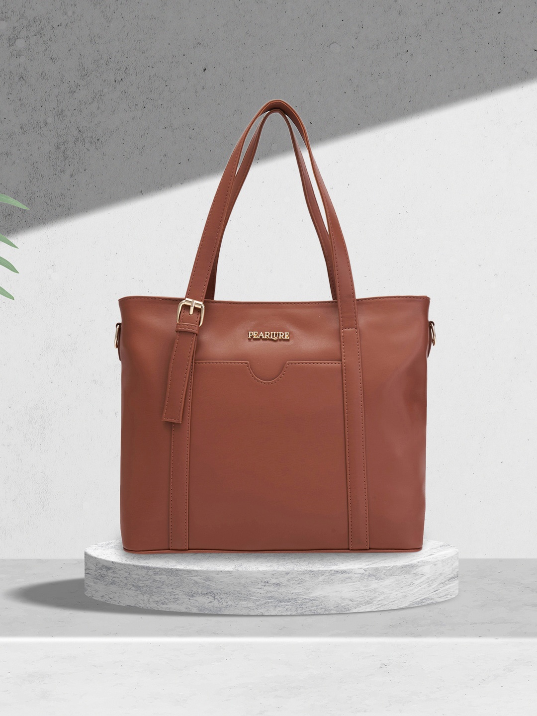 

Pearlure Structured Shoulder Bag Up to 12 inch, Brown