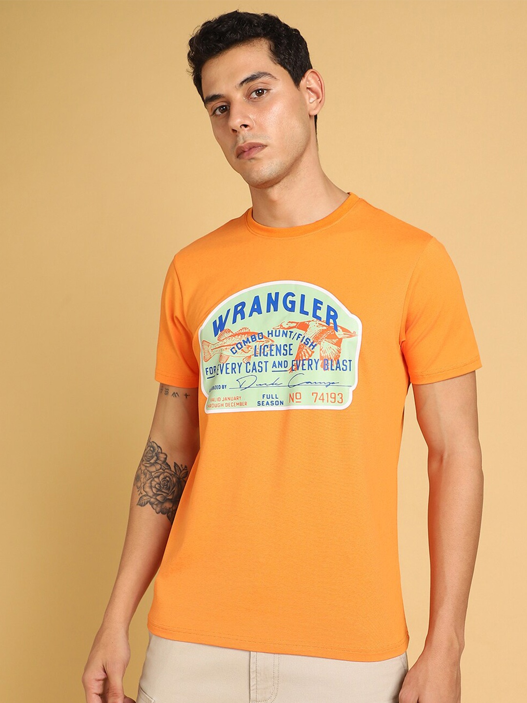 

Wrangler Graphic Printed Crew Neck T-shirt, Orange