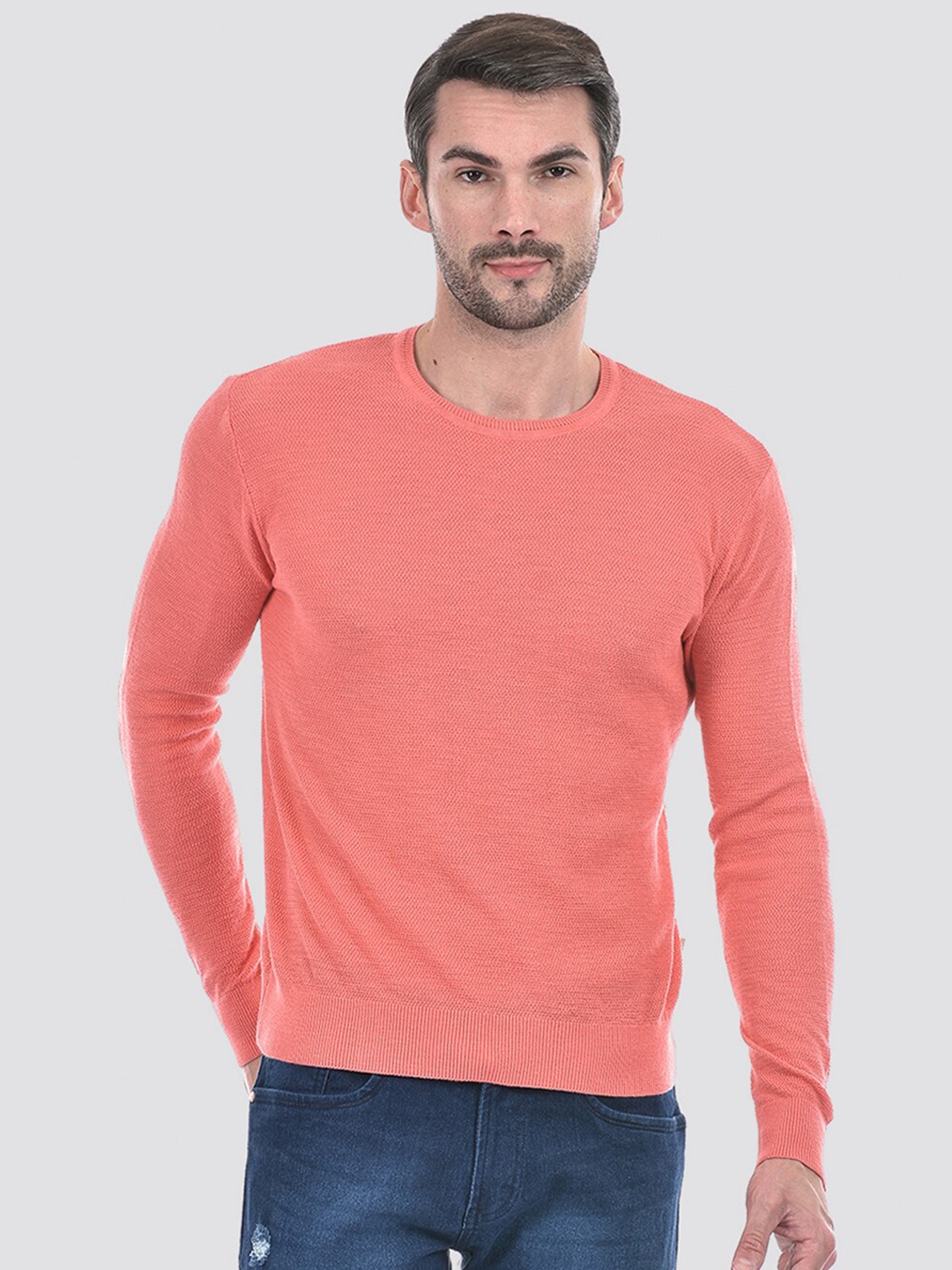 

Numero Uno Round Neck Long Sleeves Cotton Pullover Sweater, Orange