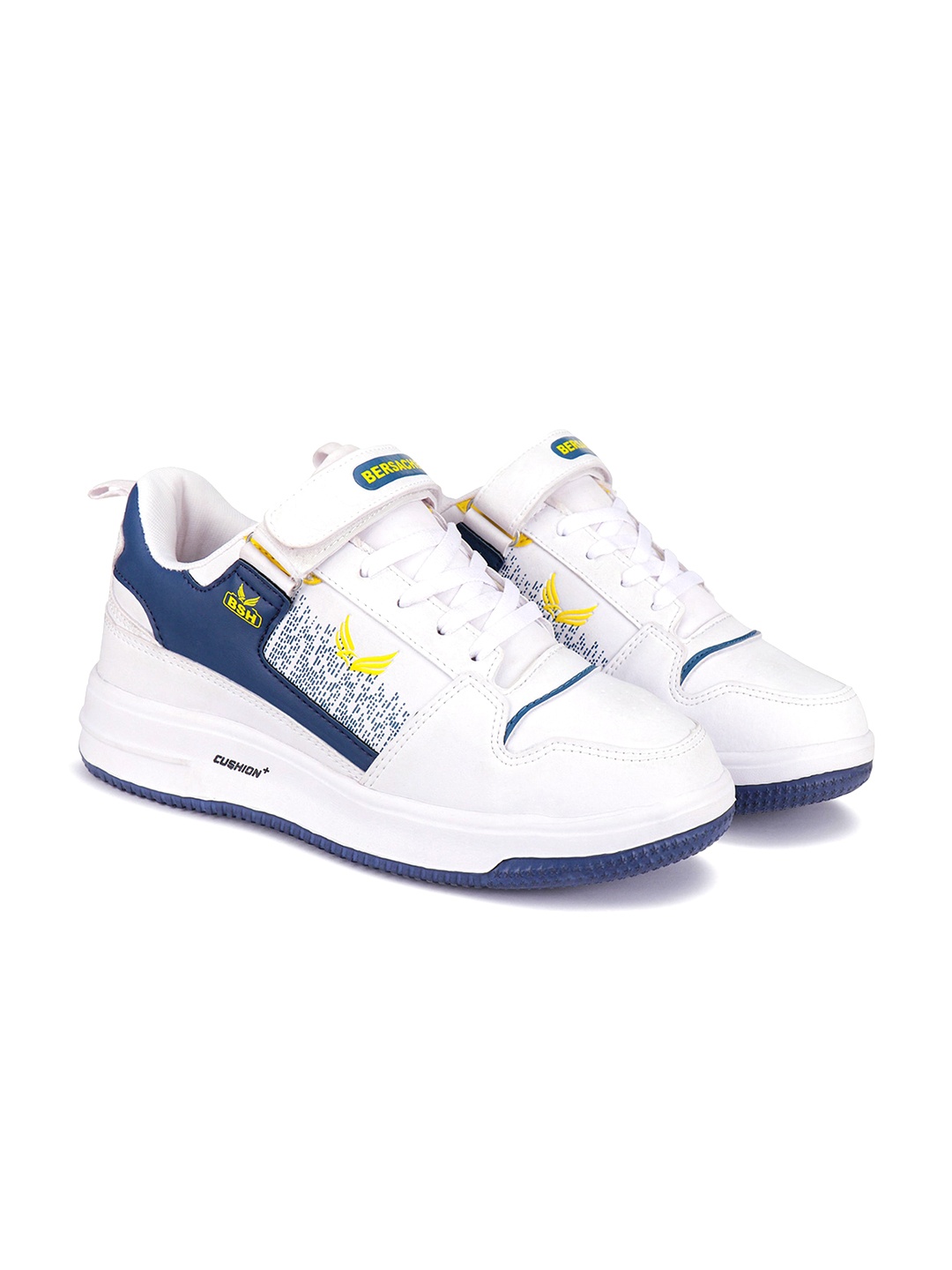 

BERSACHE Men Printed Round Toe Canvas Sneakers, White
