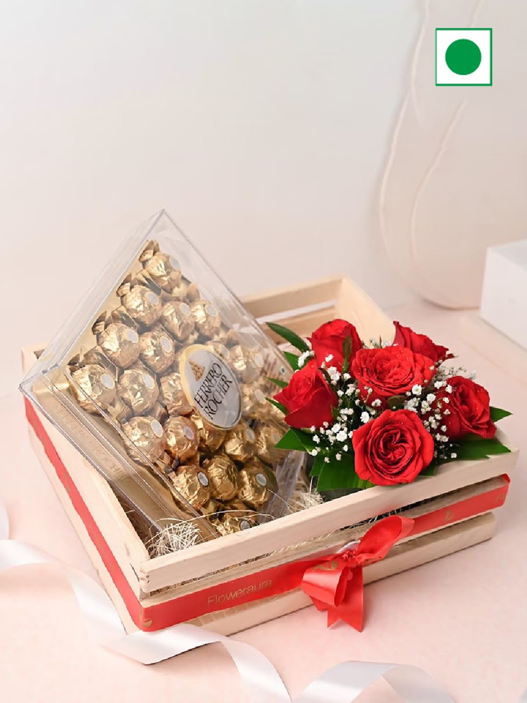 

Floweraura Chocolate & 6 Live Red Roses Gift -800gm