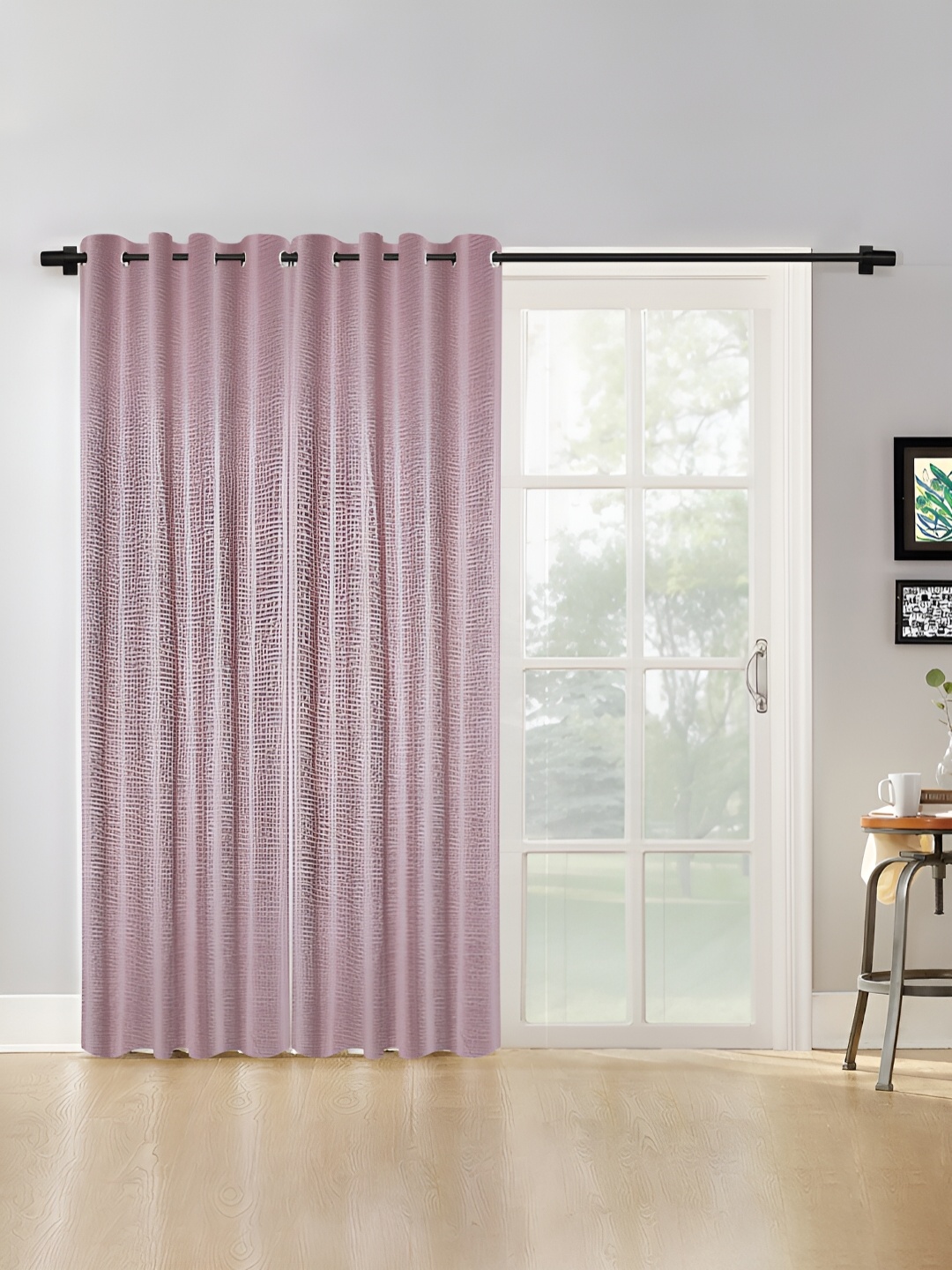 

HOSTA HOMES Pink 2 Pieces Abstract Black Out Door Curtain