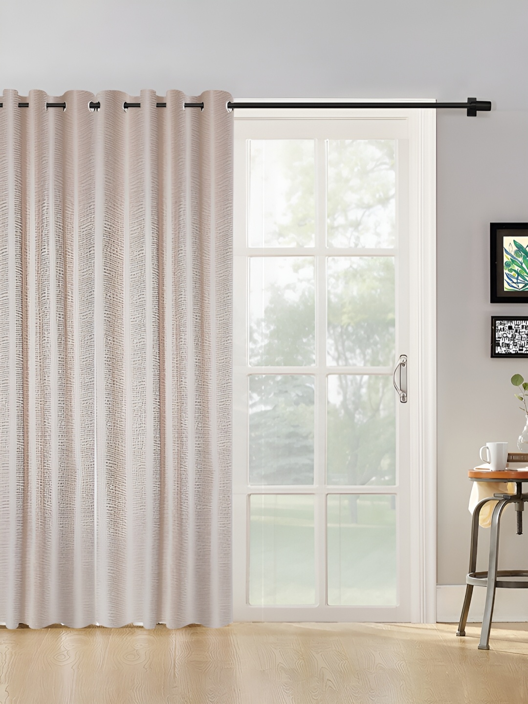 

HOSTA HOMES Cream Abstract Black Out Door Curtain