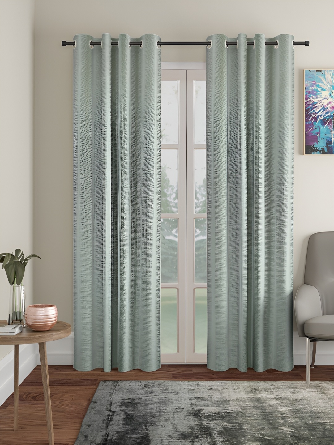 

HOSTA HOMES Olive Green 2 Pieces Black Out Long Door Curtains