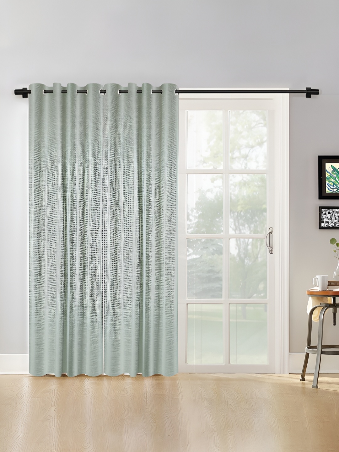 

HOSTA HOMES Olive Green 2 Pieces Eyelet Black Out Door Curtain