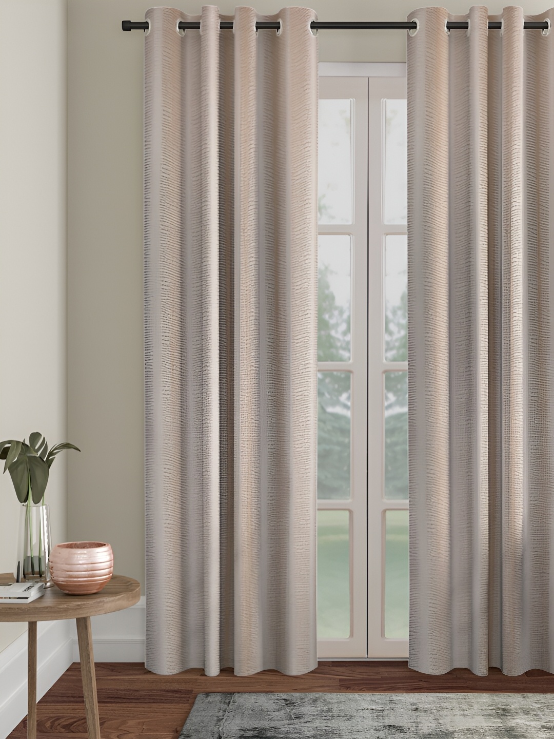 

HOSTA HOMES Cream-Coloured Black Out Long Door Curtain