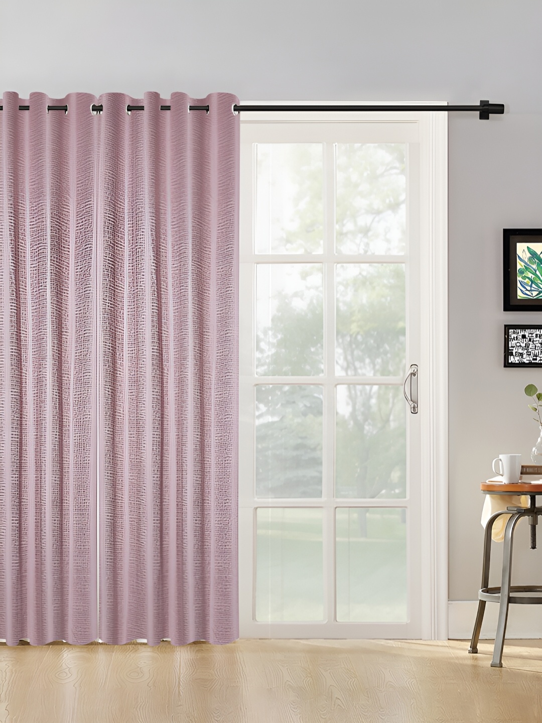 

HOSTA HOMES Pink Abstract Black Out Door Curtain