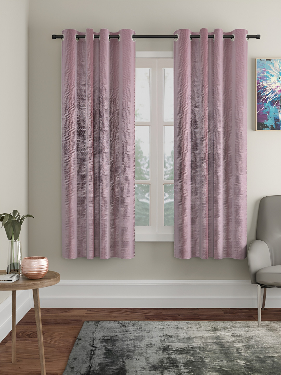 

HOSTA HOMES Pink 2 Pieces Abstract Black Out Window Curtain