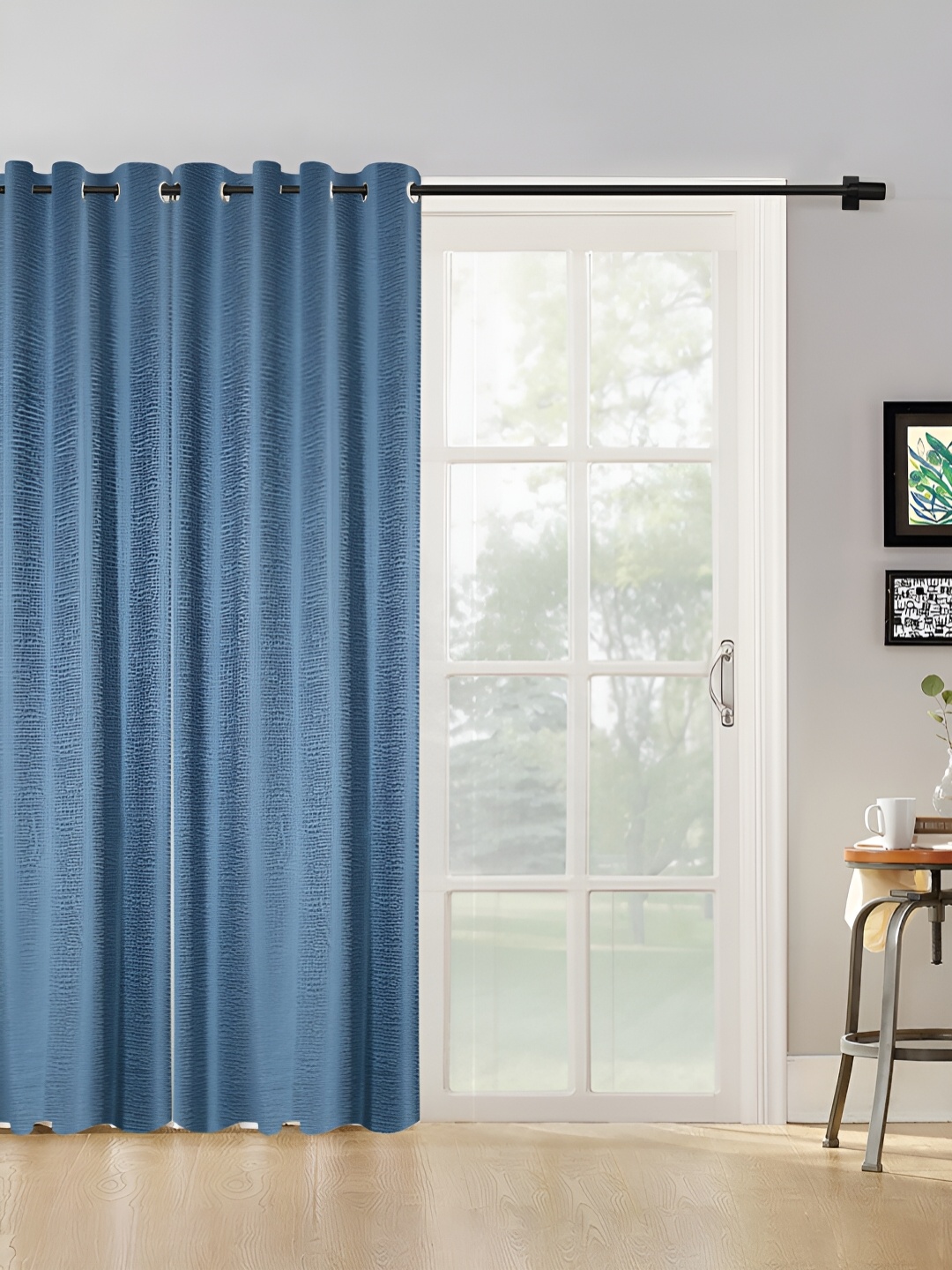 

HOSTA HOMES Blue Abstract Black Out Door Curtain