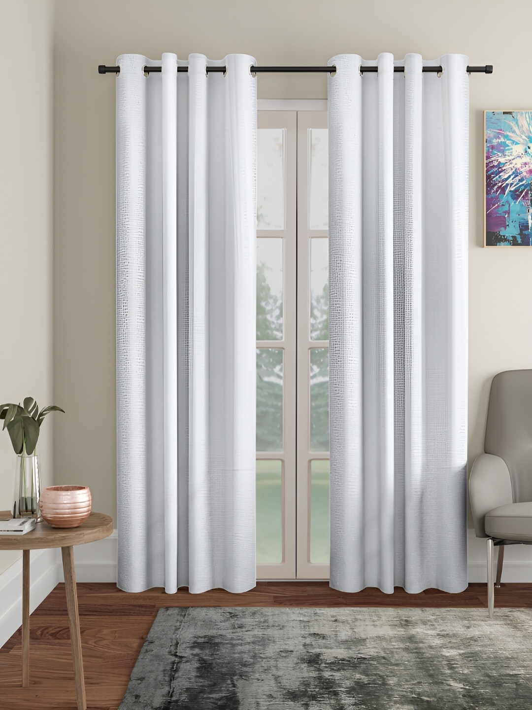 

HOSTA HOMES White 2 Pieces Black Out Long Door Curtains