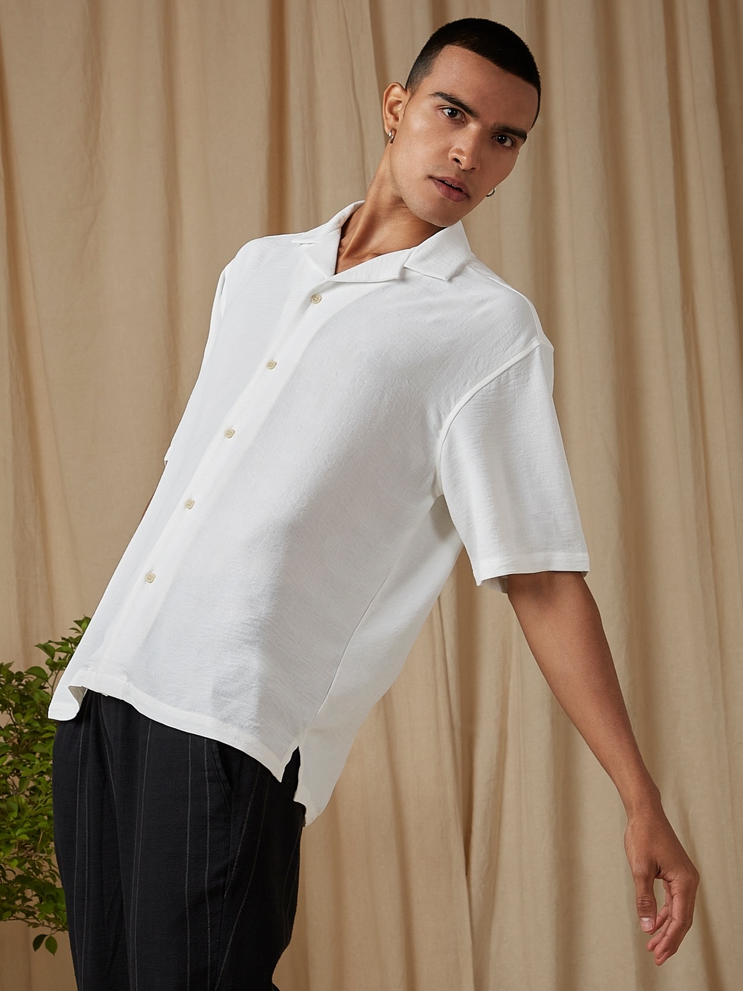 

4 TRIPLE O FIVE O BY MUFTI Oversized Casual Shirt, White