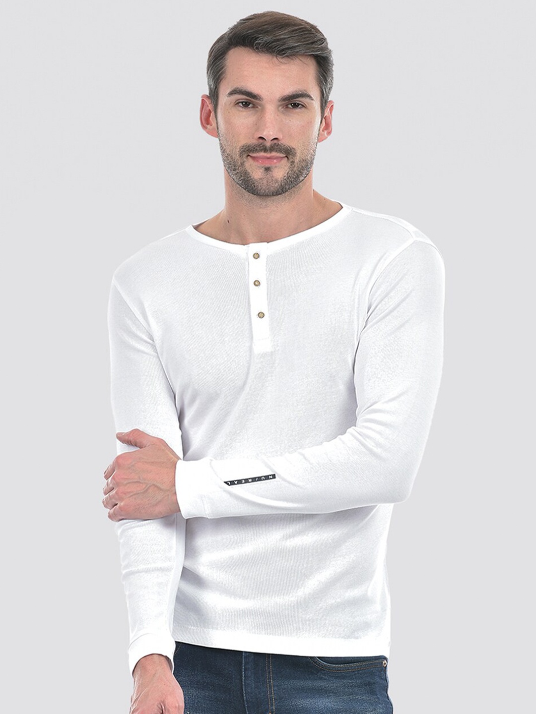 

Numero Uno Henley Neck Cotton T-shirt, White