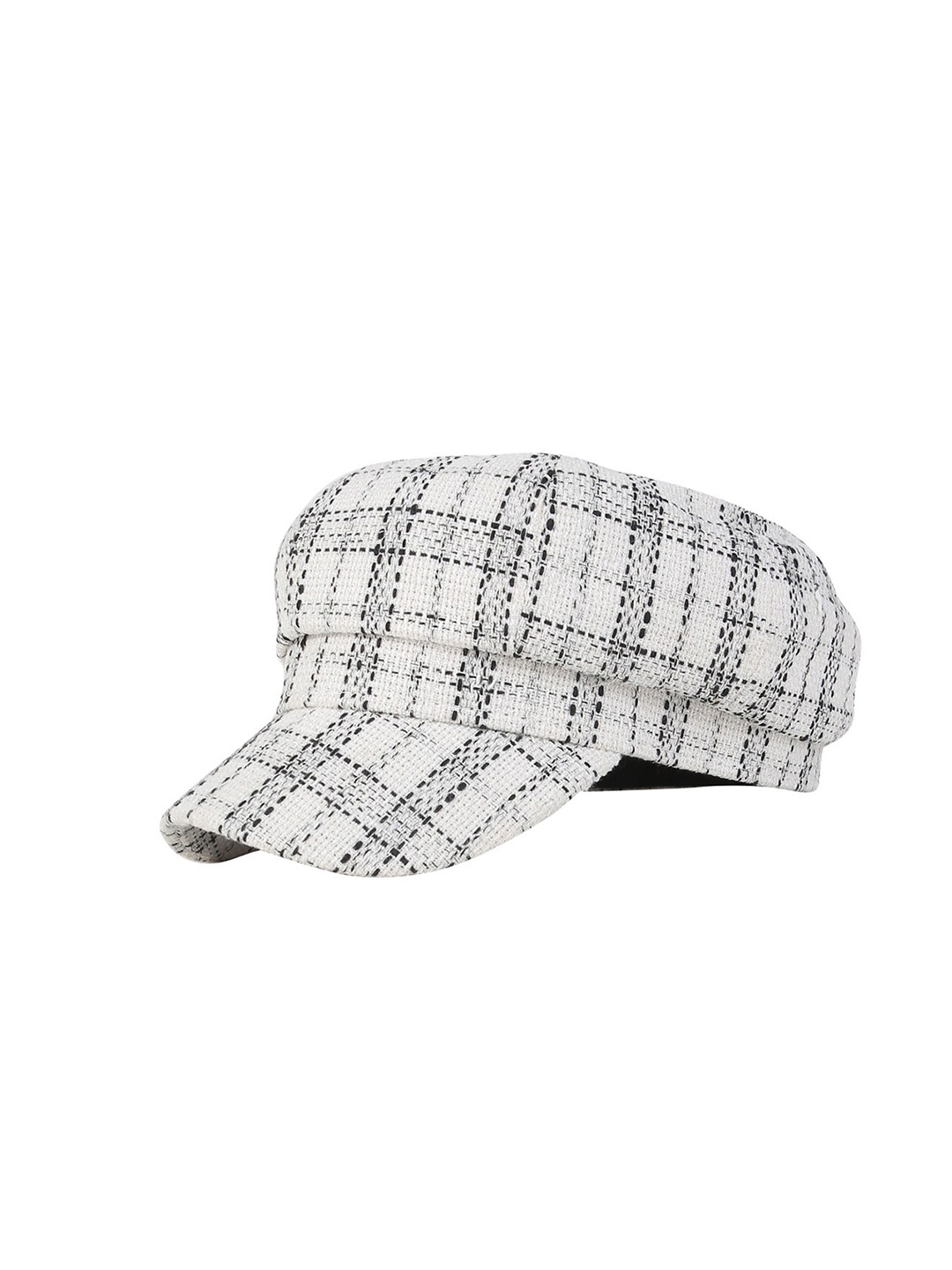 

iSWEVEN Women Checked Anti-Sweat Cotton French Ascot Cap, White