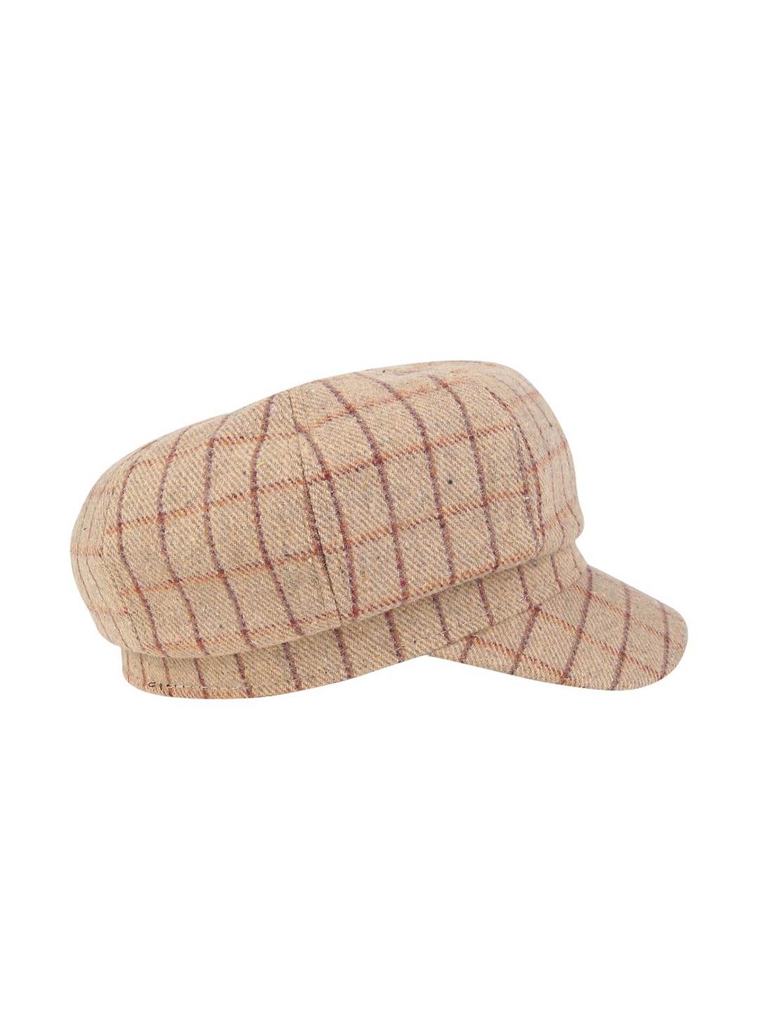 

iSWEVEN Women Checked Cotton Anti-Sweat French Ascot Cap, Brown