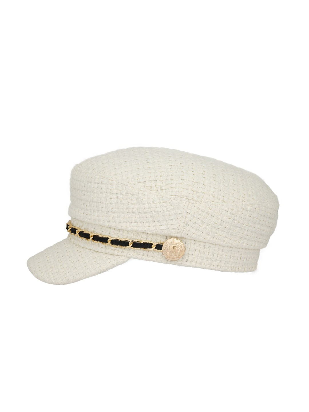 

iSWEVEN Women Self Designed Cotton Ascot Cap, White