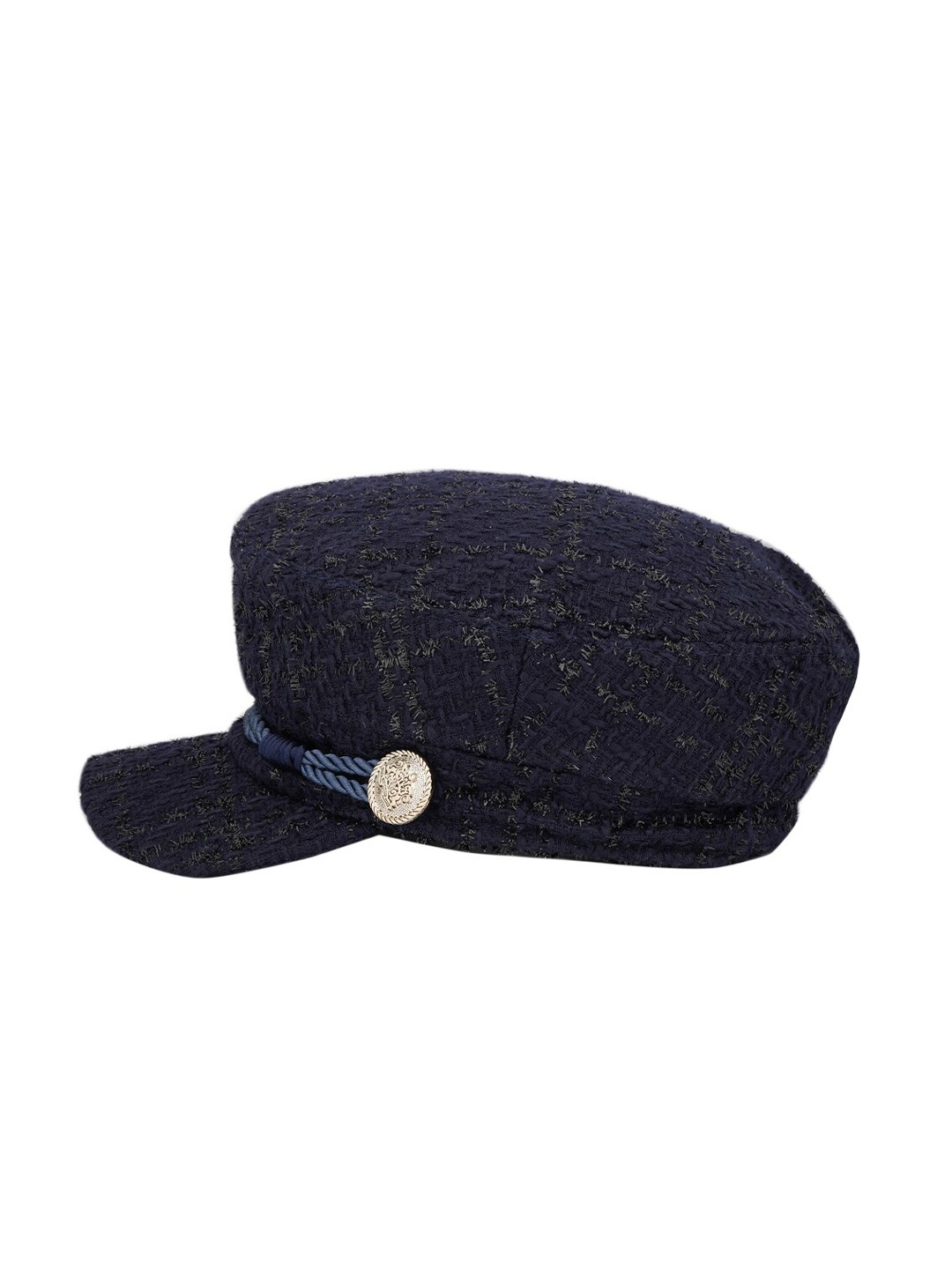 

iSWEVEN Women Self Designed Cotton Ascot Cap, Navy blue