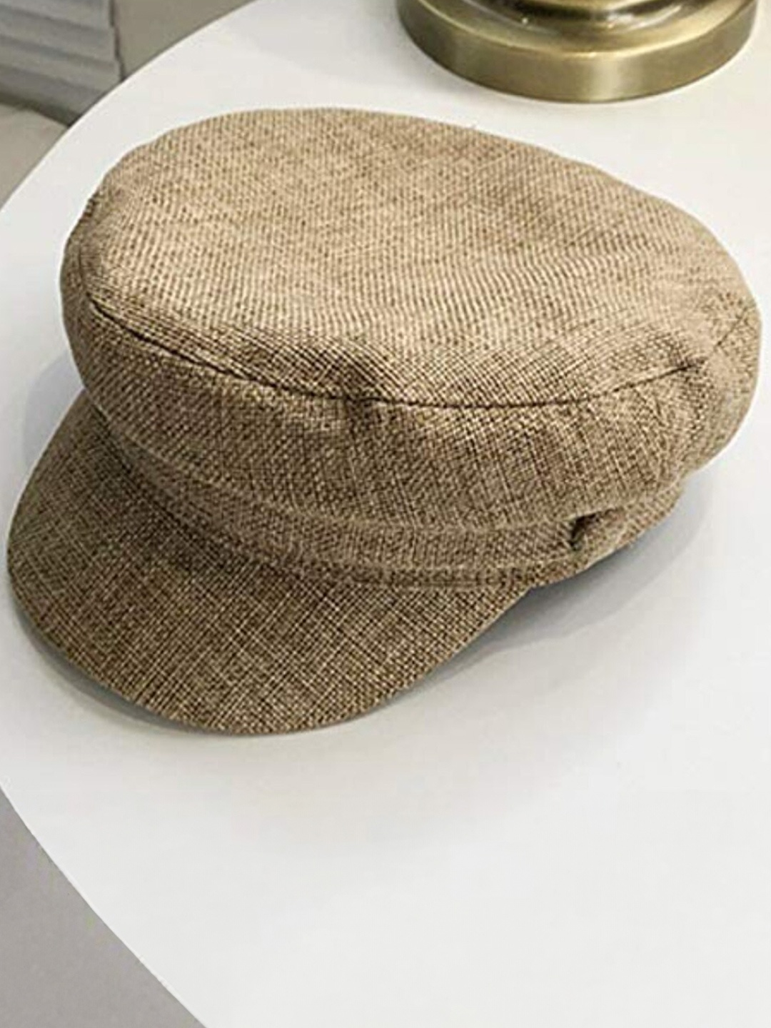 

iSWEVEN Women Self Designed Cotton Ascot Cap, Beige