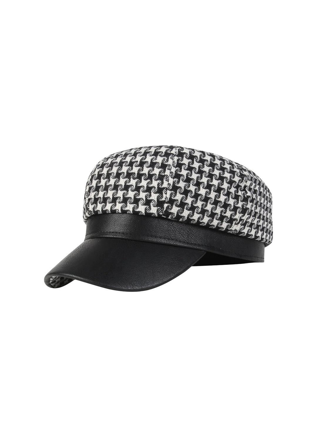 

iSWEVEN Unisex Checked Cotton Ascot Cap, Black