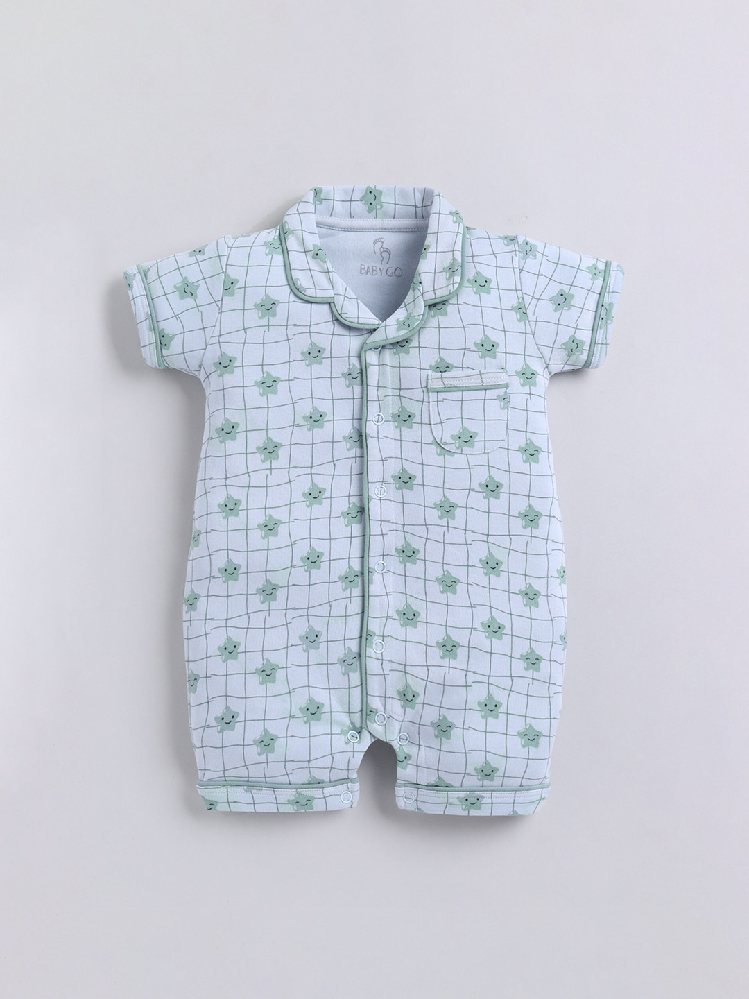 

BABY GO Infants Printed Cotton Rompers, Green