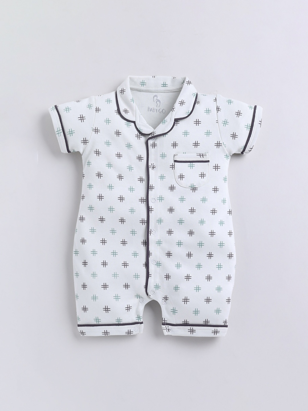 

BABY GO Infants Printed Cotton Rompers, Green
