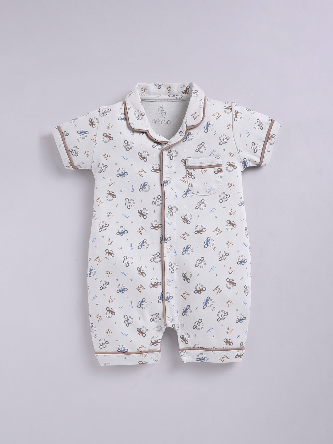 

BABY GO Infants Printed Cotton Rompers, Grey