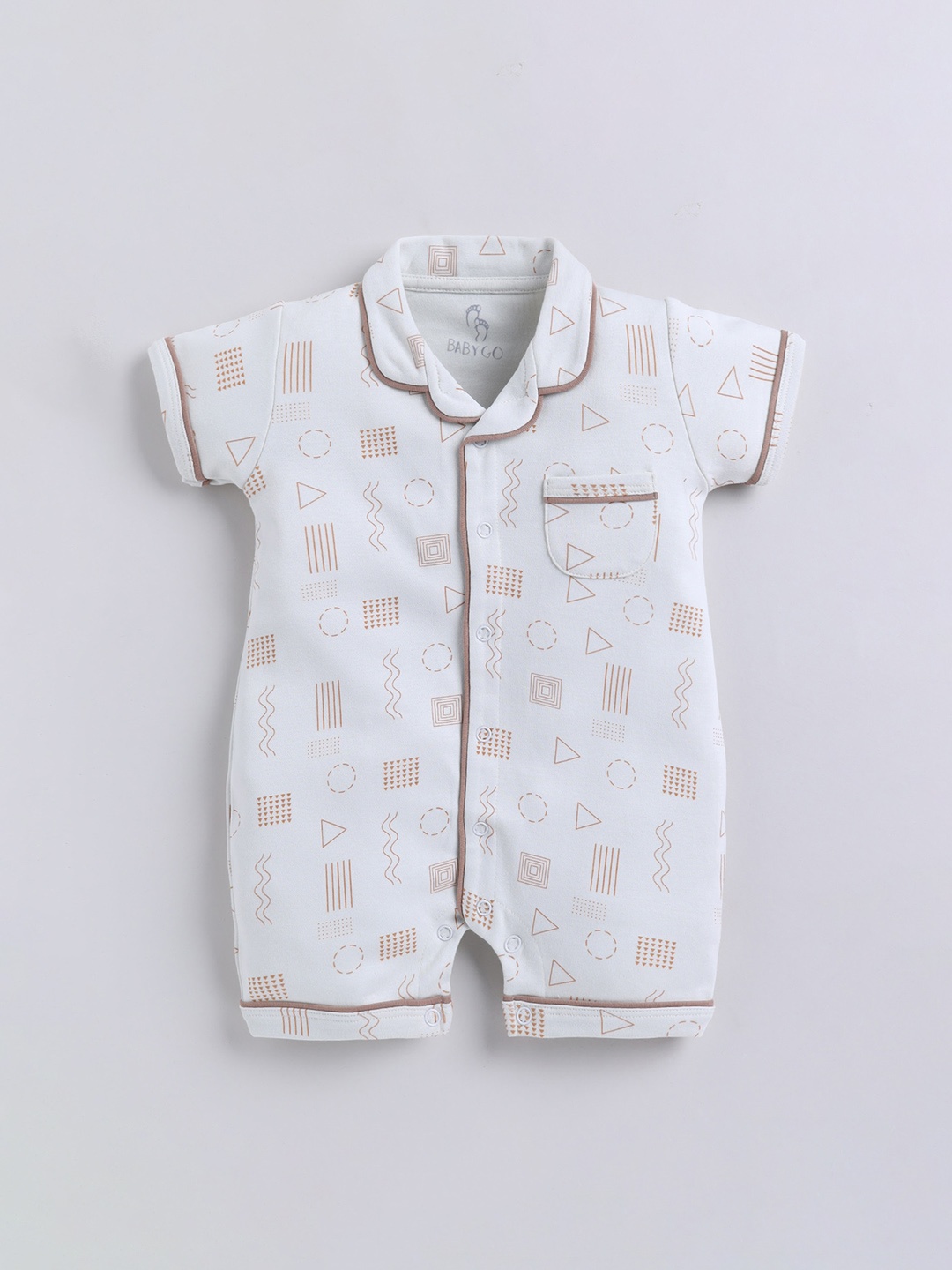 

BABY GO Infants Printed Cotton Rompers, Grey