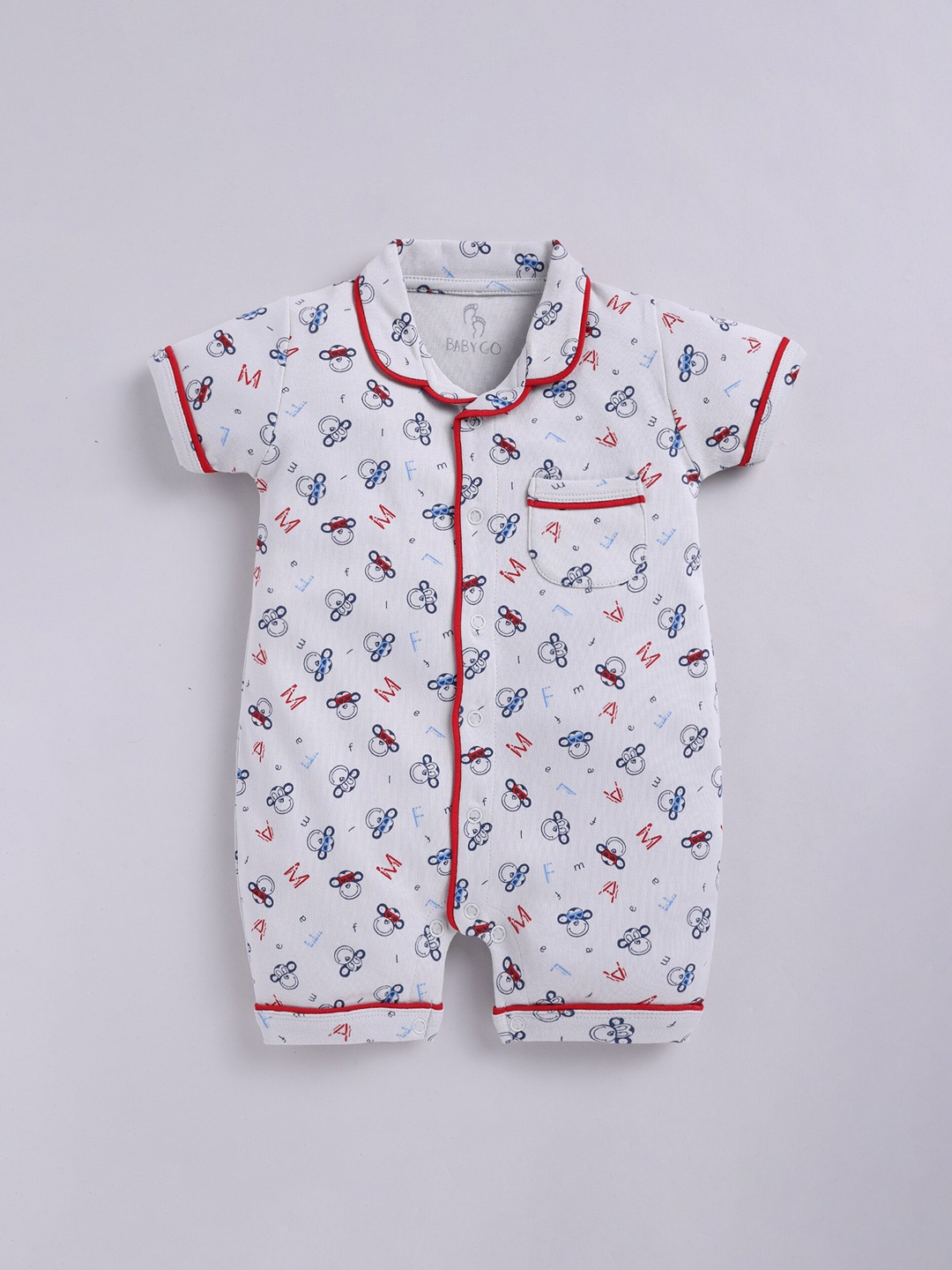 

BABY GO Infants Printed Cotton Rompers, Grey